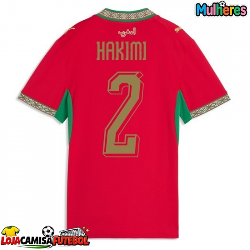 Camisa de Futebol Marrocos Achraf Hakimi #2 Equipamento Principal Mulheres Mundo 2026 Manga Curta